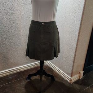 Army Green Pleated Skirt